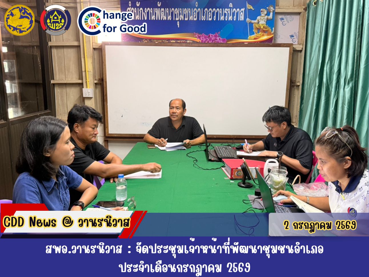 🏡สพอ.วานรนิวาส จัดประชุมเจ้าหน้าที่พัฒนาชุมชนอำเภอ ประจำเดือนกรกฎาคม 2569